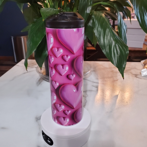 Pink Hearts Puffy 3D Bubble 20oz Tumbler with duo lids 🎉sale - Picture 9 of 9